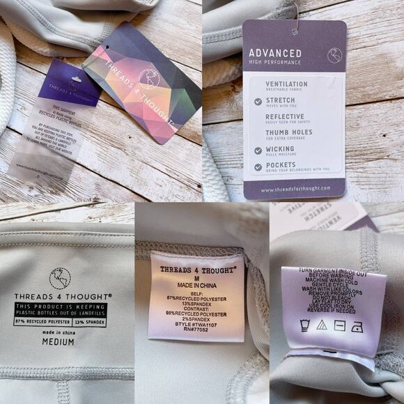 Threads 4 Thought Firefly Leggings Light Green White Side Panels Size M New - Picture 9 of 9